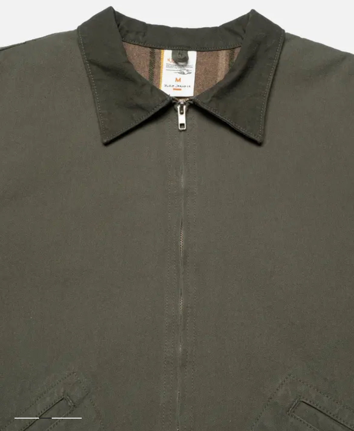 NUDIE JEANS BLAKE ZIP JACKET IN DUCK CANVAS GREEN in DUCK CANVAS GREEN — view 3
