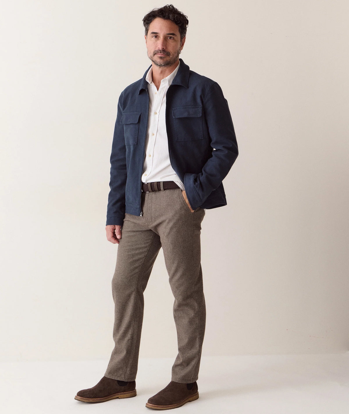 MARINE LAYER SATURDAY HOUNDSTOOTH CHINO - SLIM STRAIGHT IN DARK TAUPE