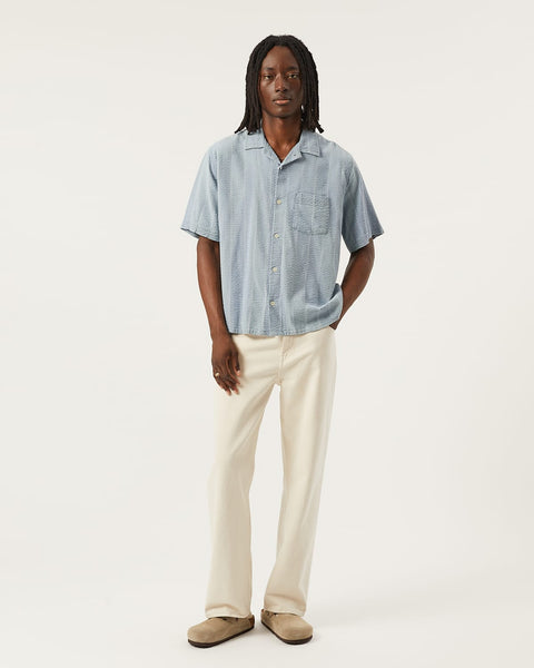CORRIDOR STRIPED SEERSUCKER IN INDIGO in INDIGO — view 2