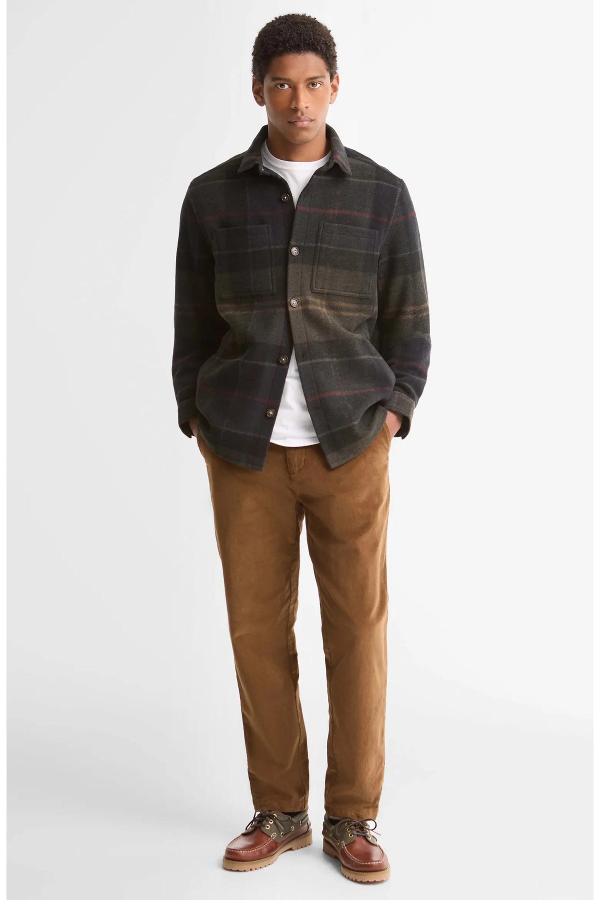 BARBOUR WOODLANE BRUSHED CHECK OVERSHIRT IN SHADOW CLASSIC TARTAN