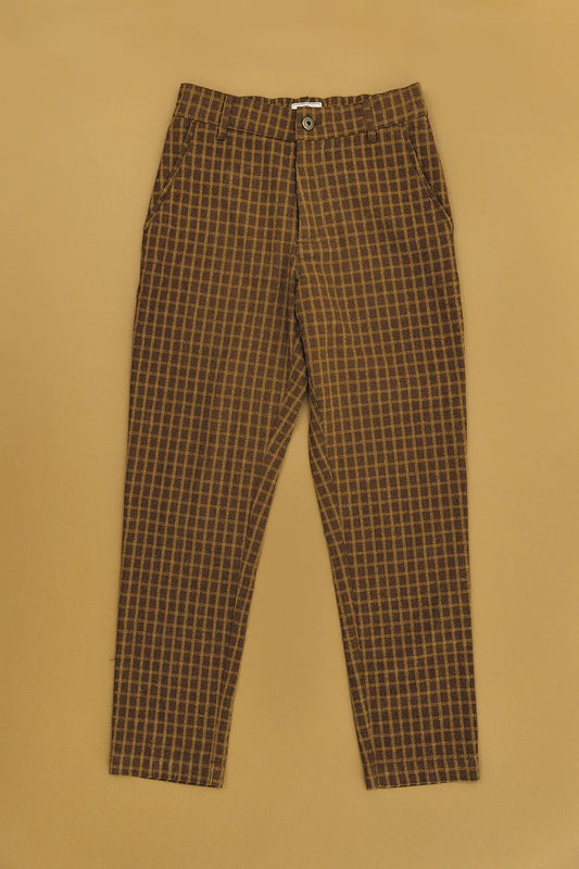 Ottway the Label - OTTWAY KORA PANTS IN BROWN CHECKED - Rent With Thred