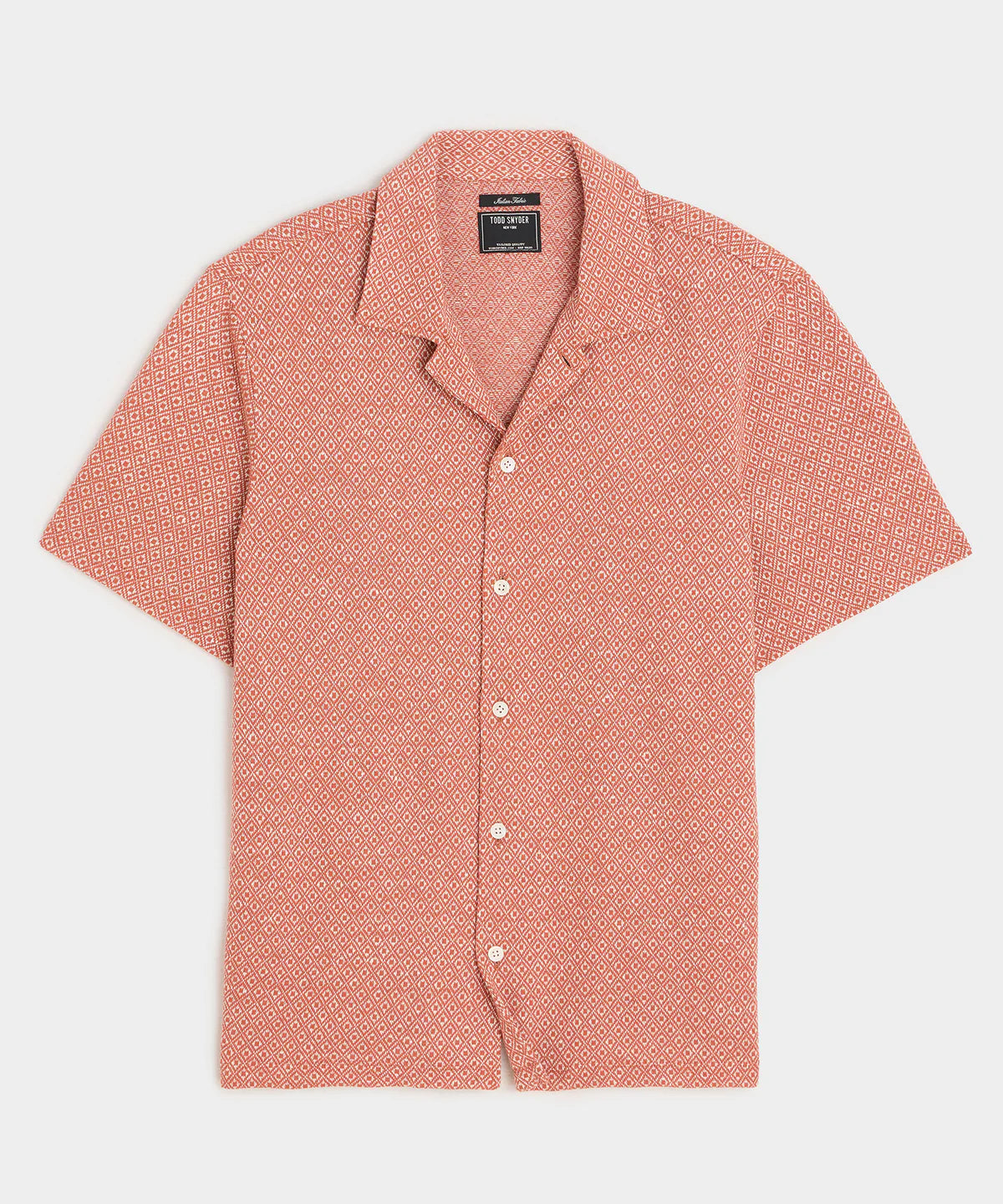 TODD SNYDER JACQUARD LINEN-COTTON POLO IN RUSTIC ORANGE in RUSTIC ORANGE — main product view