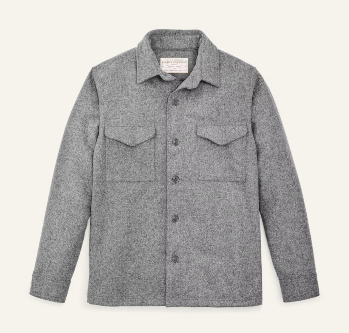 FILSON WOOL JAC-SHIRT IN LIGHT HEATHER GRAY in LIGHT HEATHER GRAY — main product view