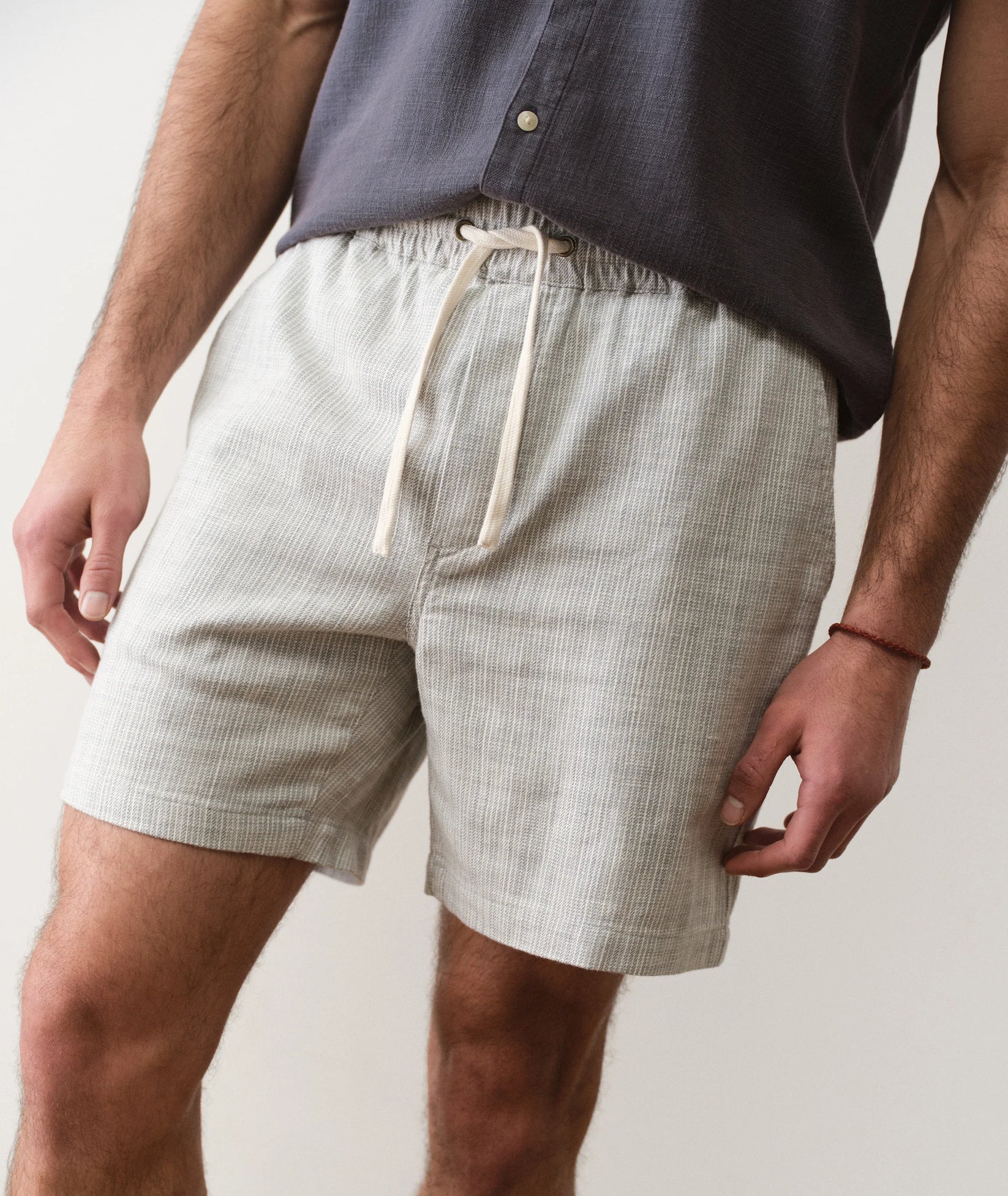 MARINE LAYER 6” SATURDAY CORD SHORT IN GREEN STRIPE in GREEN STRIPE — view 2