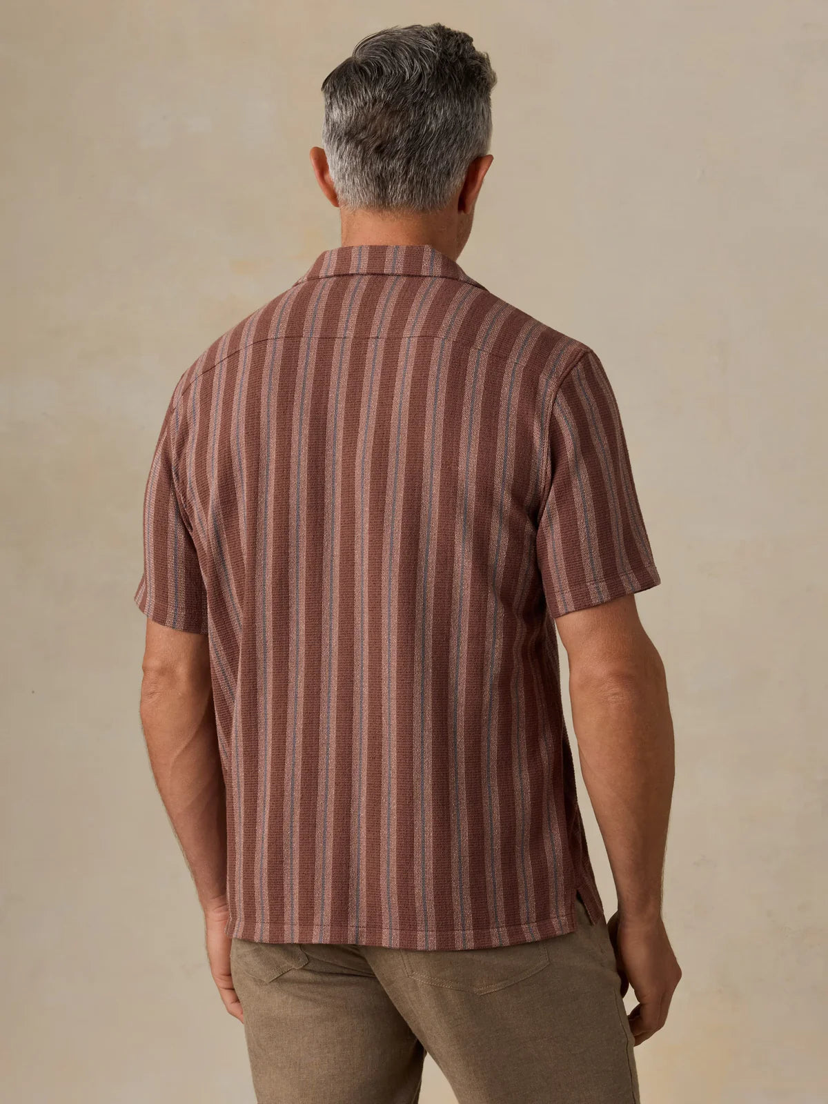 FAHERTY SS OASIS CAMP SHIRT IN AUTUMN SKY STRIPE in AUTUMN SKY STRIPE — view 2