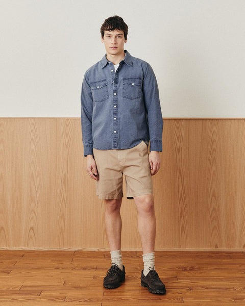 CORRIDOR PIGMENT DYE LINEN CANVAS LS IN NAVY in NAVY — view 2