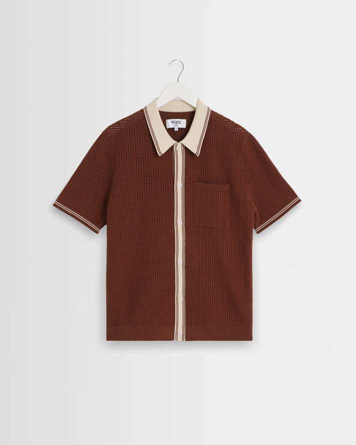 WAX LONDON BELLE SS IN TIPPED POINTELLE DARK BROWN