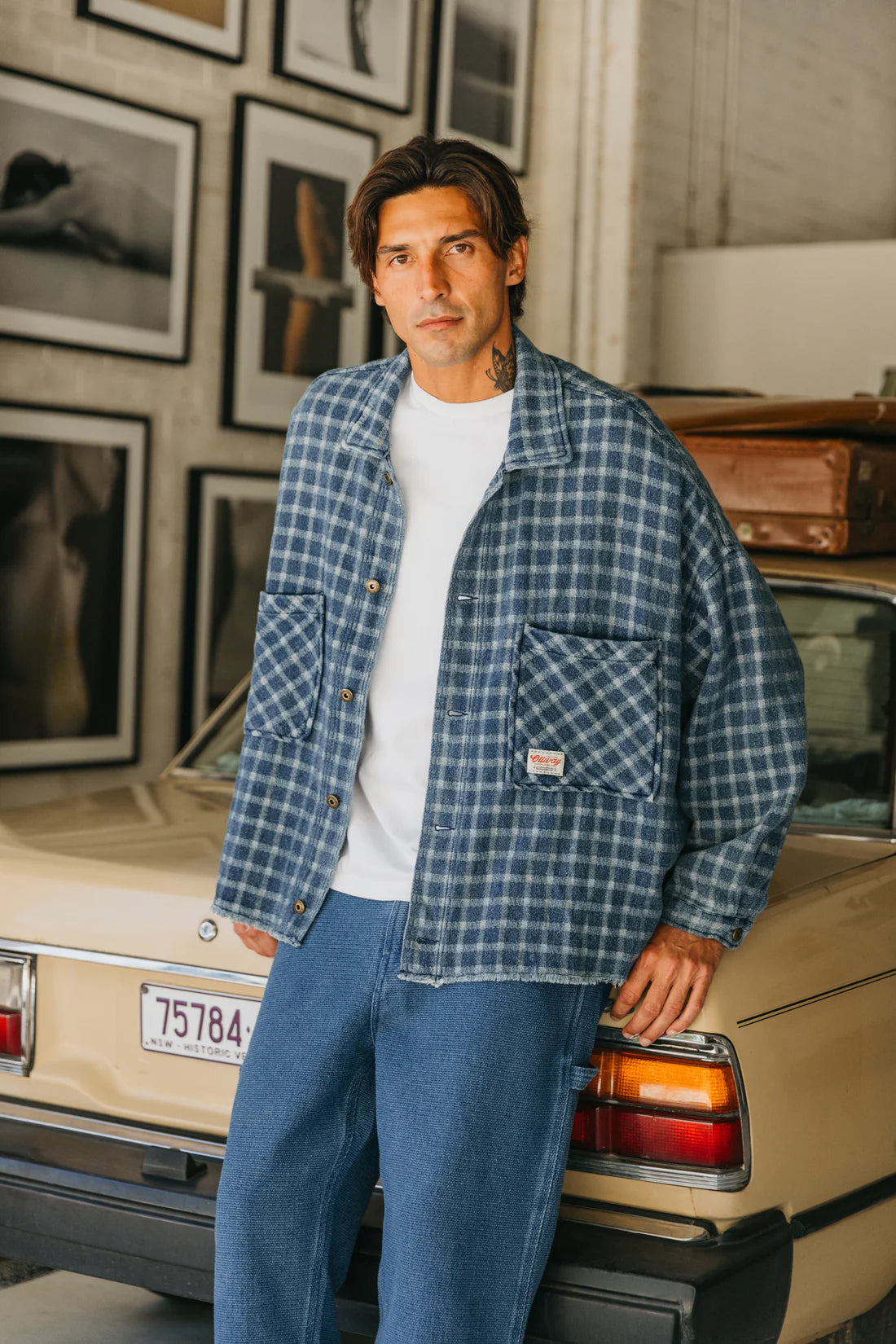 Ottway the Label OTTWAY WESTEN CHECKED DENIM JACKET in See product description — main product view