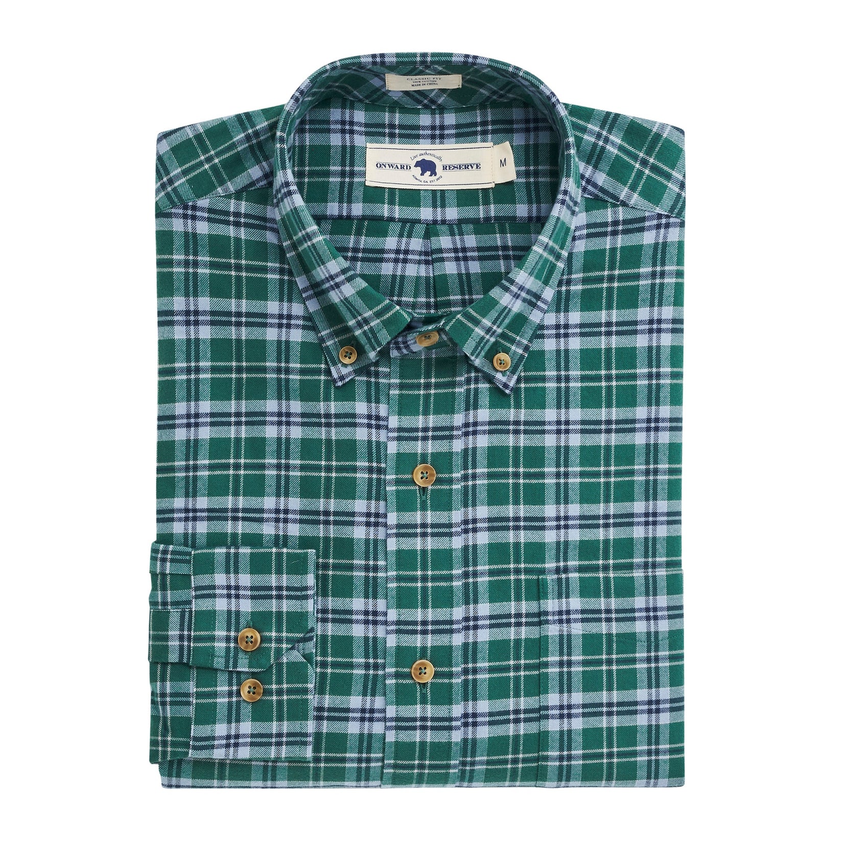 ONWARD RESERVE EDINBURGH FEATHERWEIGHT FLANNEL IN BOTTLE GREEN in BOTTLE GREEN — main product view