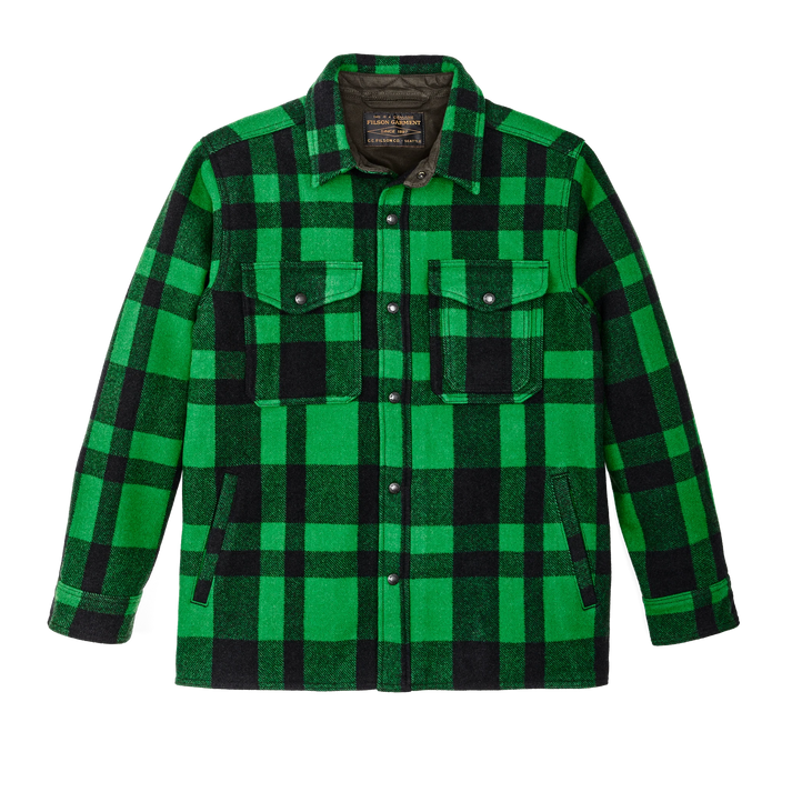 FILSON LINED MACKINAW WOOL JAC SHIRT IN ACID GREEN