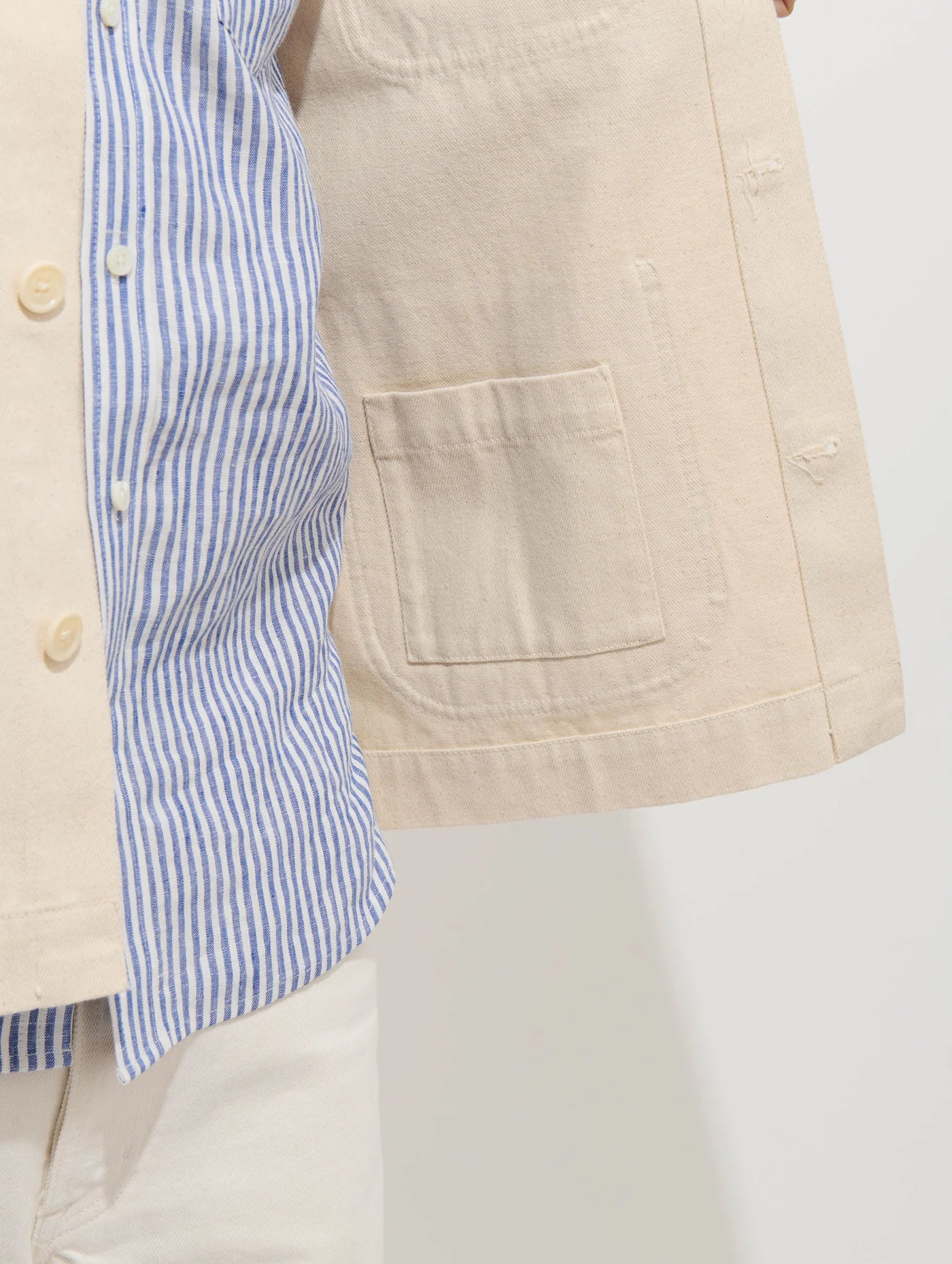 ALEX MILL GARMENT DYED WORK JACKET IN RECYCLED DENIM IN NATURAL in RECYCLED DENIM IN NATURAL — view 3
