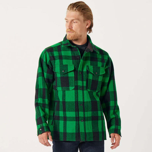 FILSON LINED MACKINAW WOOL JAC SHIRT IN ACID GREEN