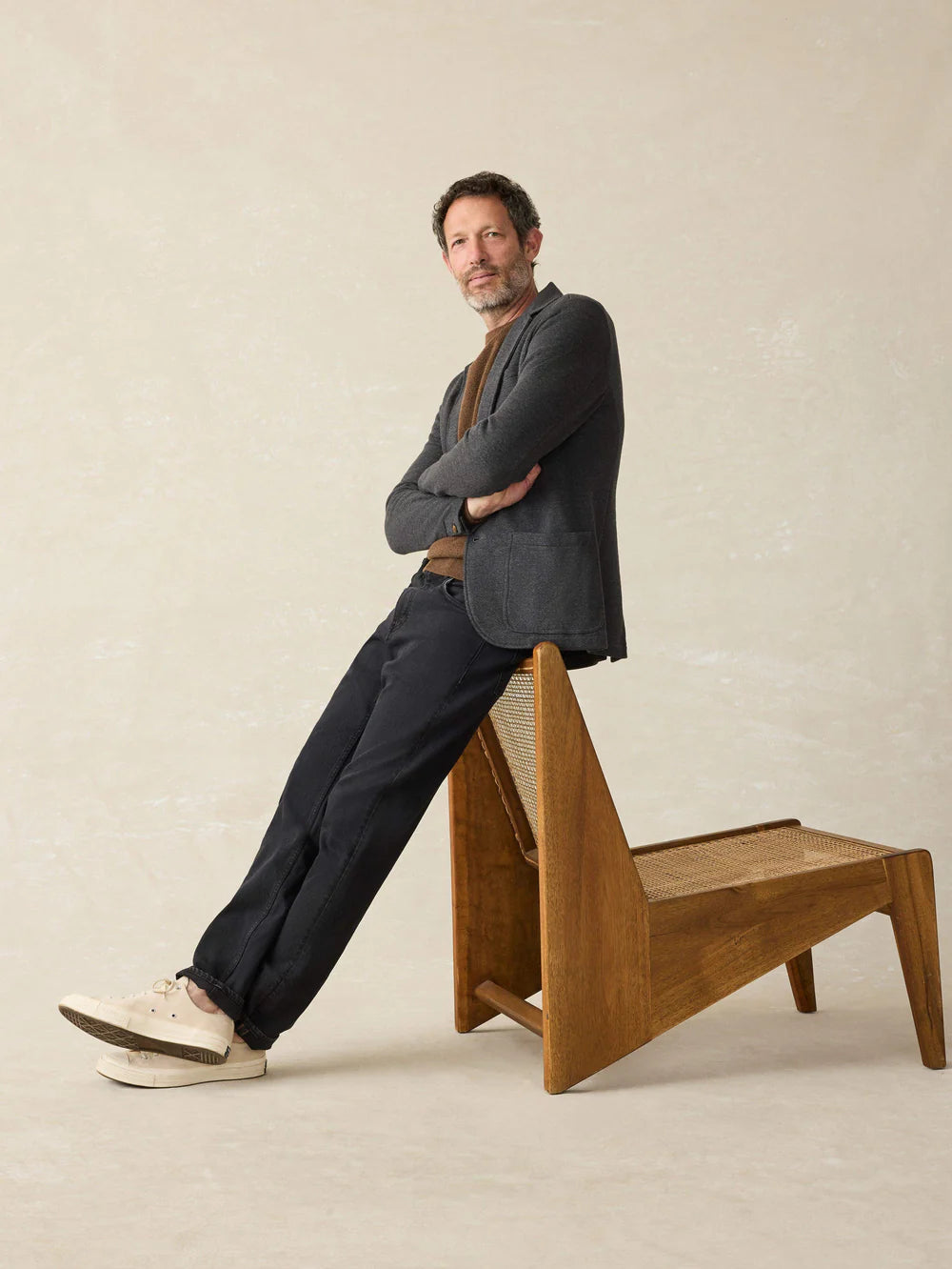 FAHERTY INLET KNIT BLAZER IN BLACK SKY MELANGE in BLACK SKY MELANGE — view 3