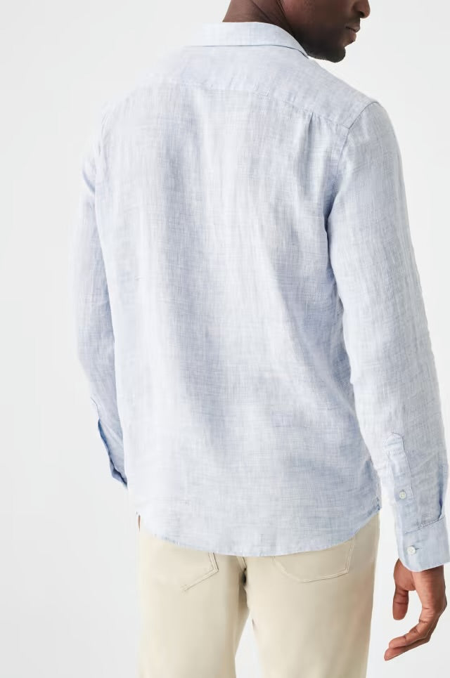 FAHERTY LINEN LAGUNA SHIRT IN LIGHT BLUE MELANGE in LIGHT BLUE MELANGE — view 5