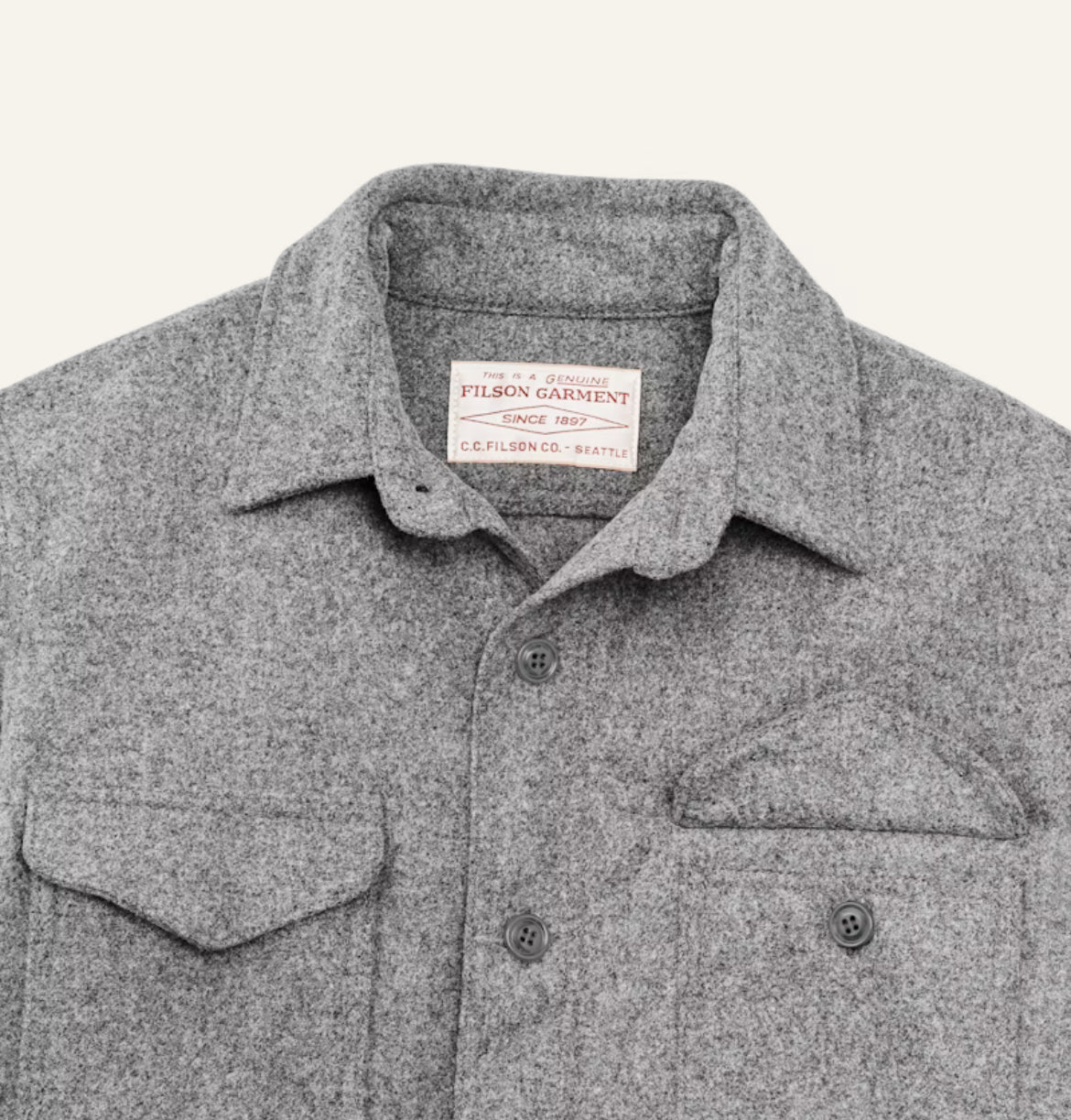 FILSON WOOL JAC-SHIRT IN LIGHT HEATHER GRAY in LIGHT HEATHER GRAY — view 3