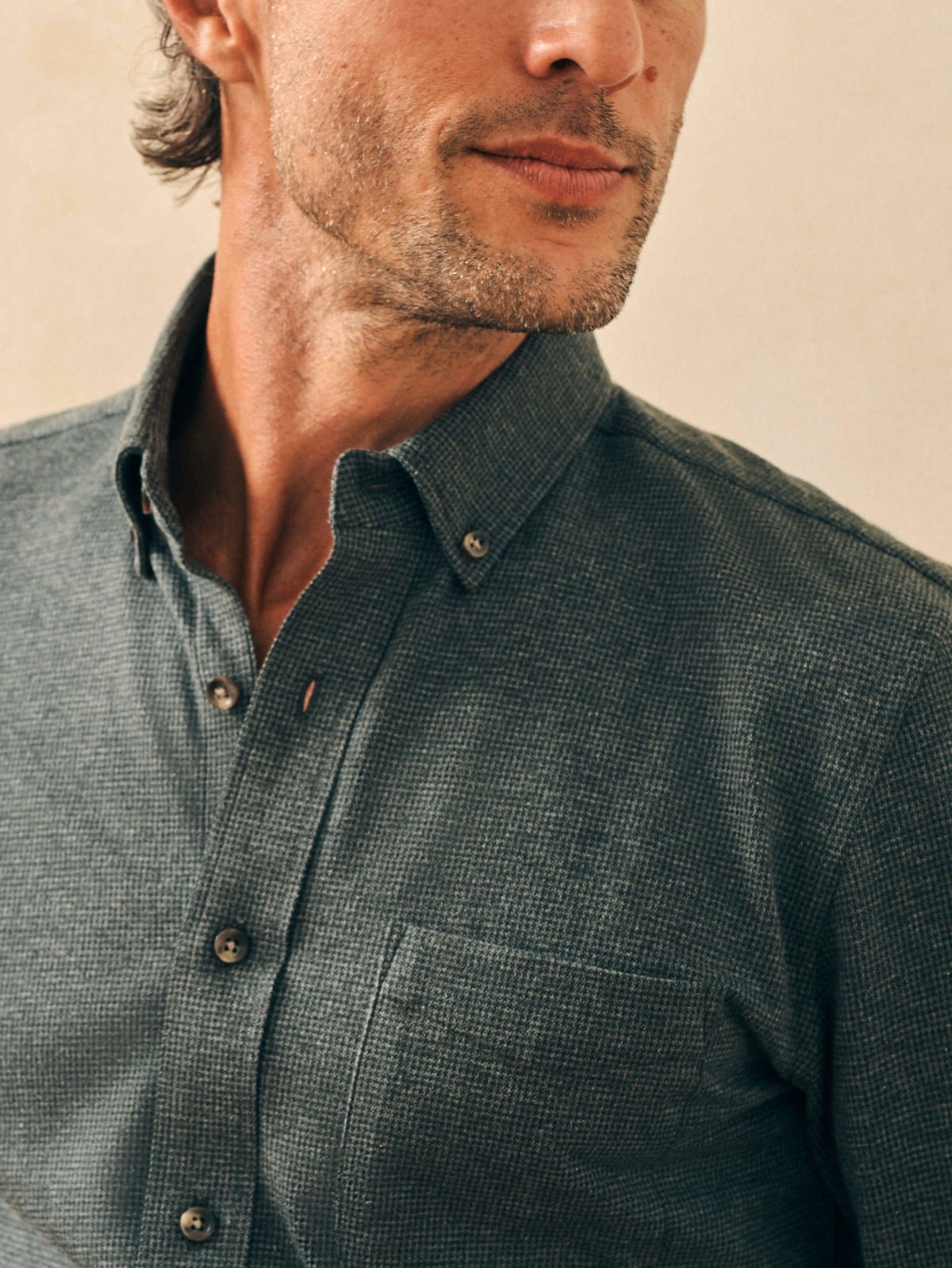 FAHERTY KNIT SHIRT IN CHARCOAL HOUNDSTOOTH in CHARCOAL HOUNDSTOOTH — view 2