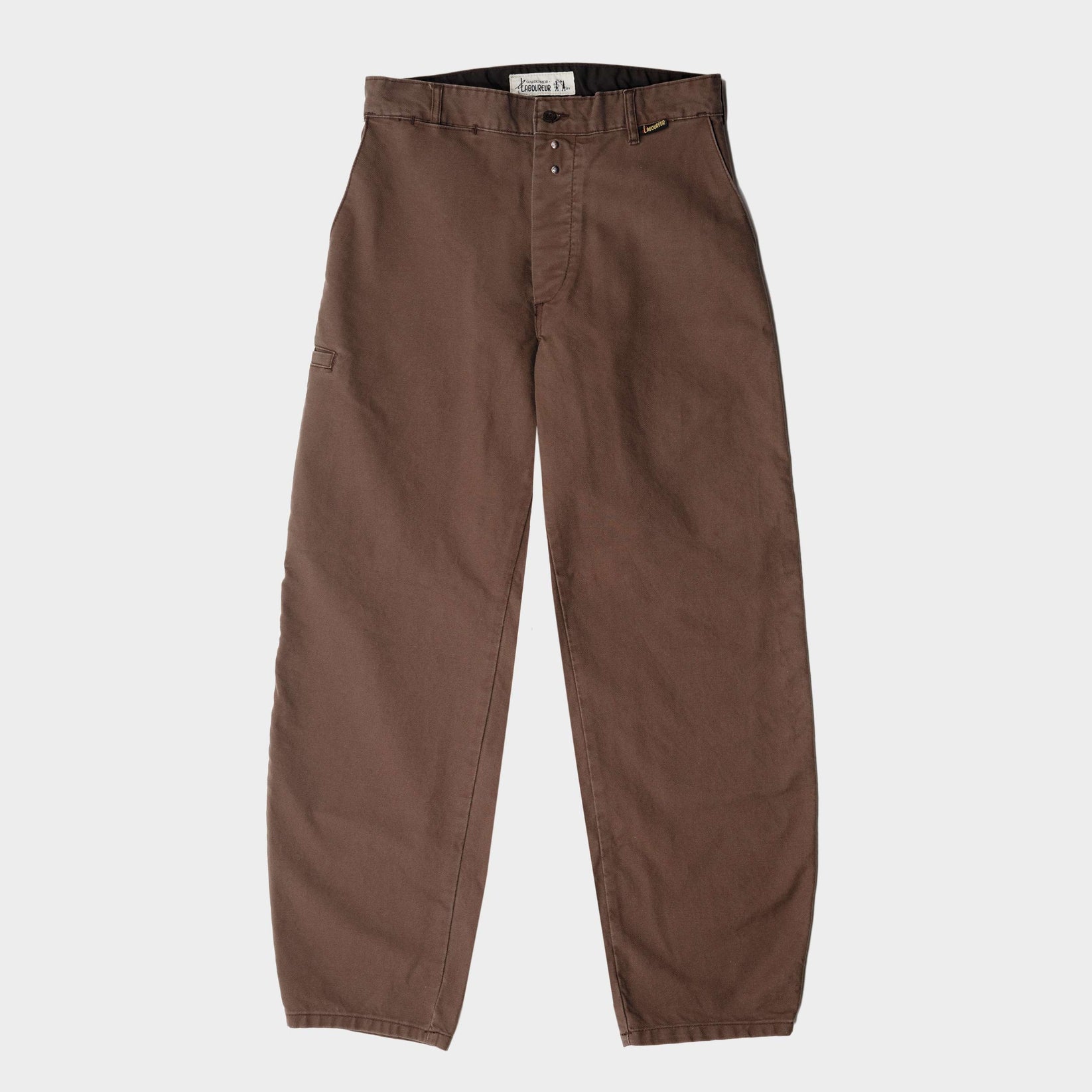LE LABOUREUR X GARDENHEIR FRENCH COTTON FARM PANT IN STONEWASHED BROWN in STONEWASHED BROWN — main product view