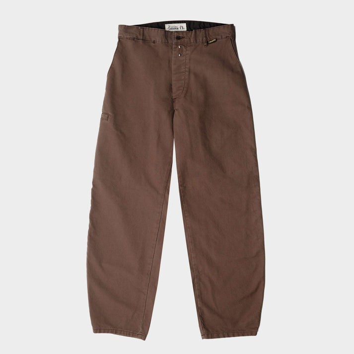 LE LABOUREUR X GARDENHEIR FRENCH COTTON FARM PANT IN STONEWASHED BROWN