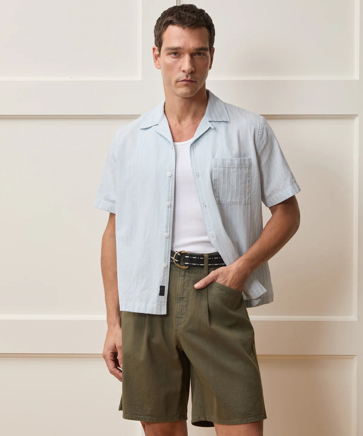 TODD SNYDER JACQUARD INDIGO CAPRI SHIRT IN BLEACHED INDIGO in BLEACHED INDIGO — view 2