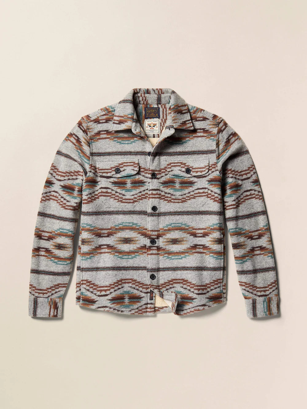 FAHERTY RANGE HIGH PILE FLEECE LINED CPO IN GREY SKIES in GREY SKIES — main product view