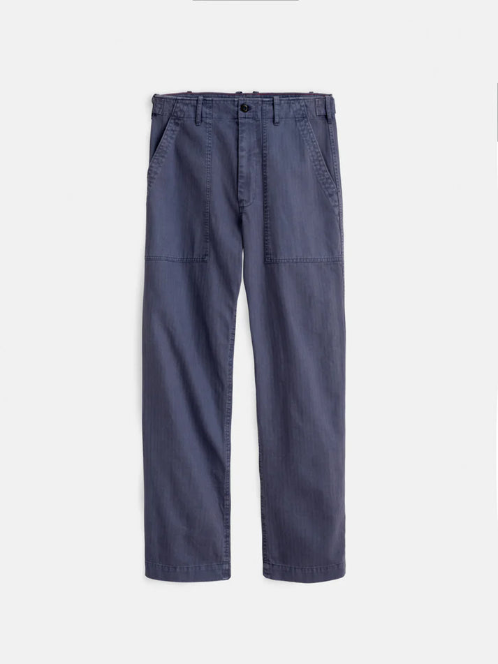 ALEX MILL FIELD PANT IN HERRINGBONE IN STORM BLUE