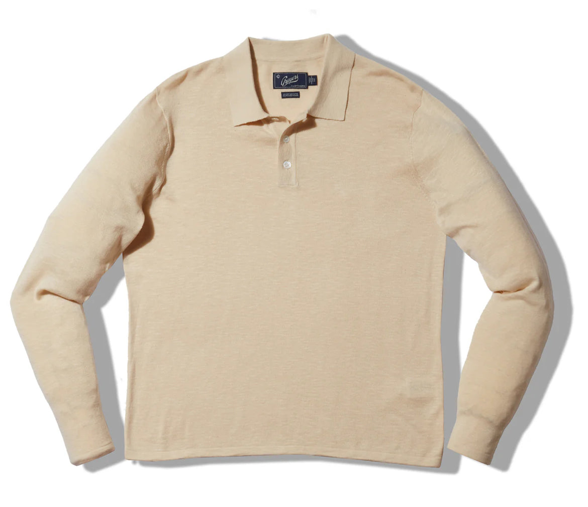 GRAYERS CLOUD COTTON SWEATER POLO IN SAND in SAND — view 2
