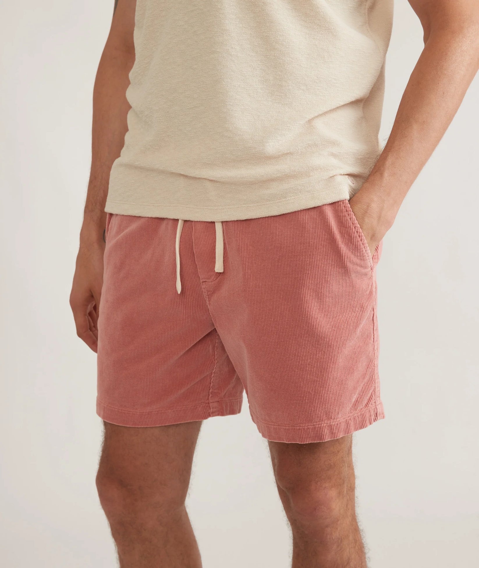 MARINE LAYER 6” SATURDAY CORD SHORT IN DUSTY CORAL in DUSTY CORAL — view 4