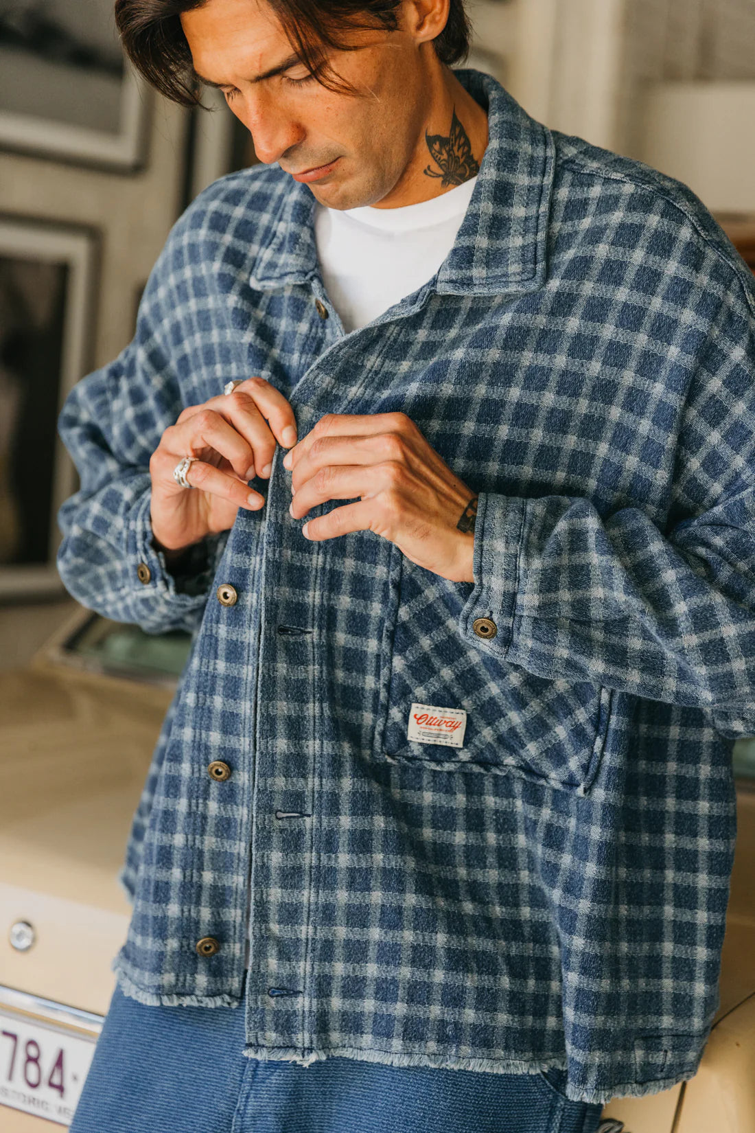 Ottway the Label OTTWAY WESTEN CHECKED DENIM JACKET in See product description — view 3