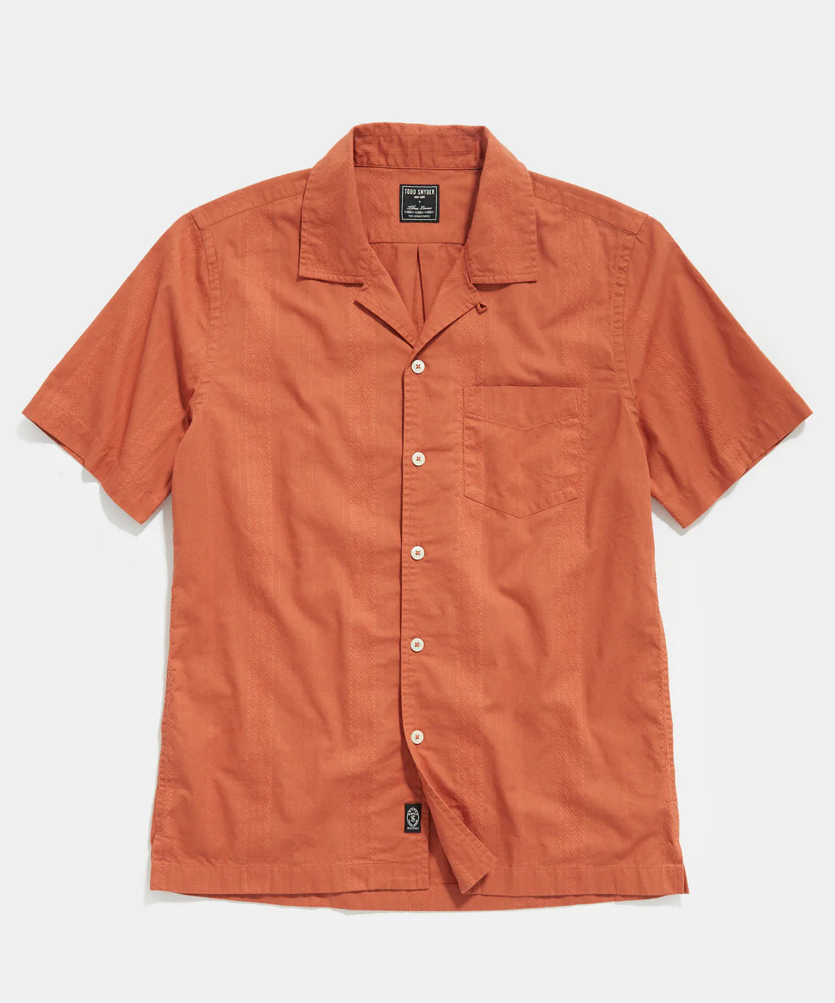 TODD SNYDER JACQUARD CAMP COLLAR SHIRT IN RUST in RUST — main product view