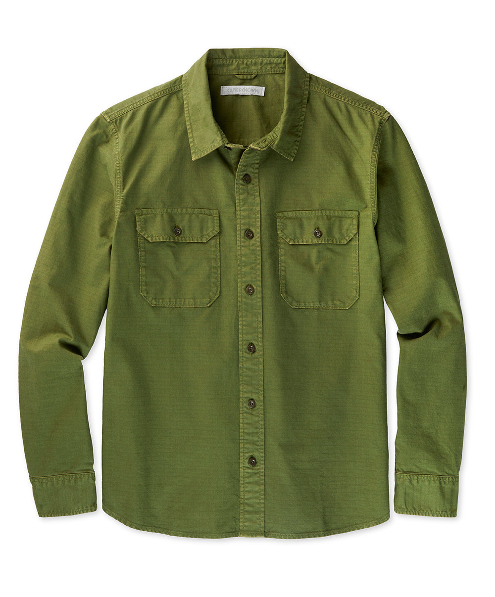 OUTERKNOWN THE UTILITARIAN SHIRT IN OLIVE DRAB