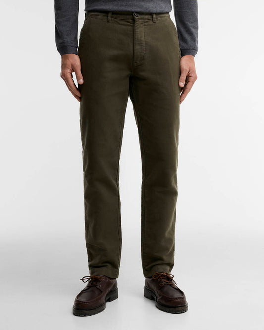 BARBOUR MOLESKIN TAILORED TROUSERS IN DARK OLIVE