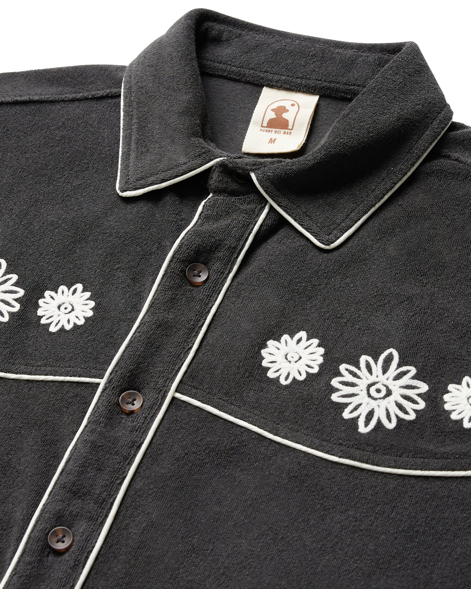 DANDY DEL MAR THE GAUCHO TERRY CLOTH SHIRT IN ONYX in ONYX — view 2