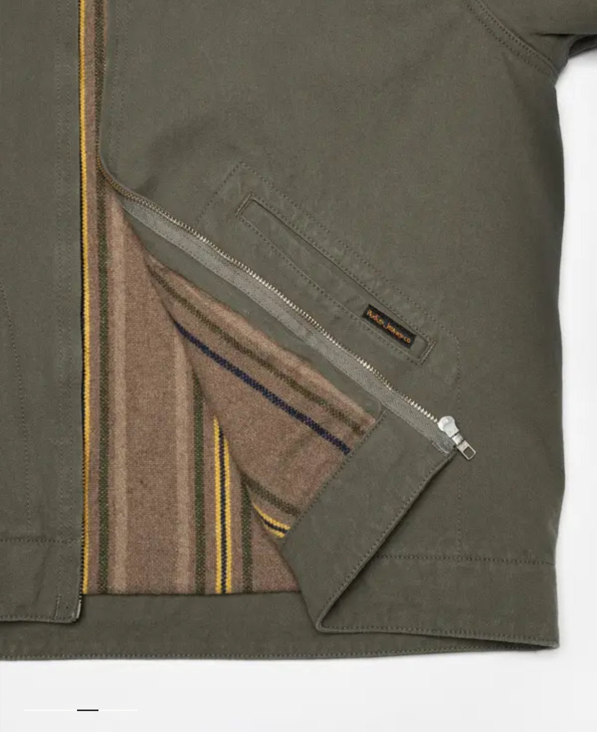 NUDIE JEANS BLAKE ZIP JACKET IN DUCK CANVAS GREEN in DUCK CANVAS GREEN — view 2