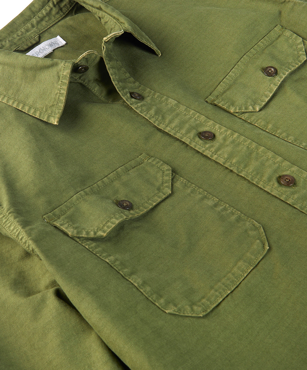 OUTERKNOWN THE UTILITARIAN SHIRT IN OLIVE DRAB