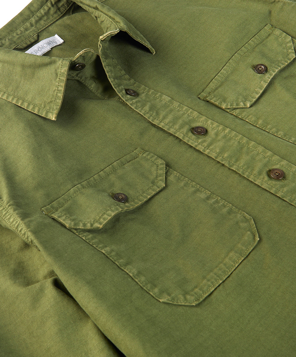 OUTERKNOWN THE UTILITARIAN SHIRT IN OLIVE DRAB in OLIVE DRAB — view 2