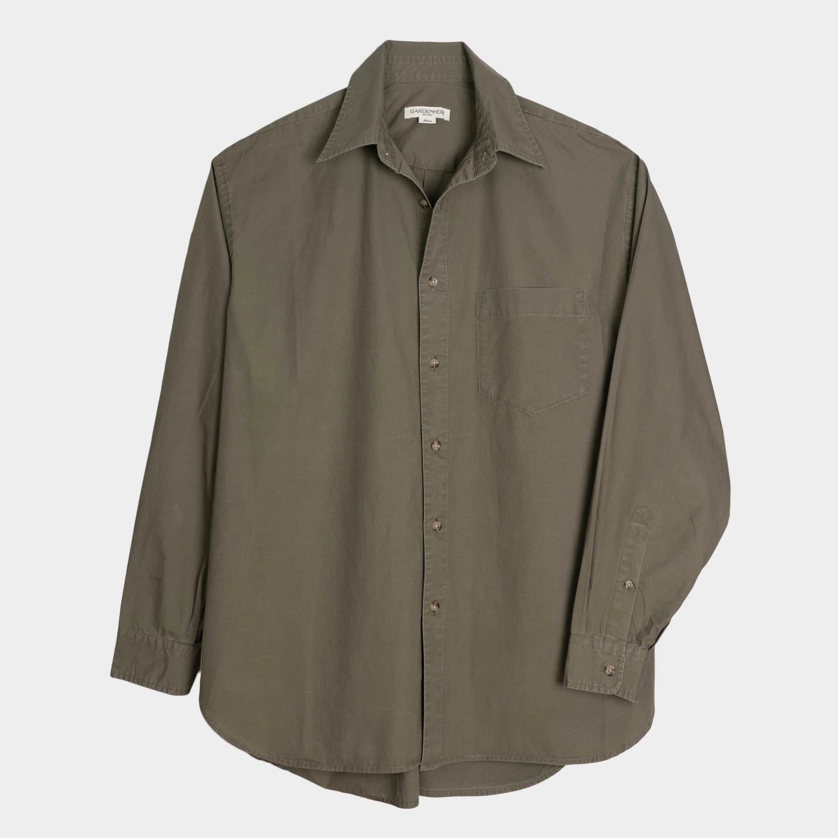 GARDENHEIR JAPANESE TYPEWRITER COTTON GARDENING CHEMISE IN MOSS in MOSS — main product view