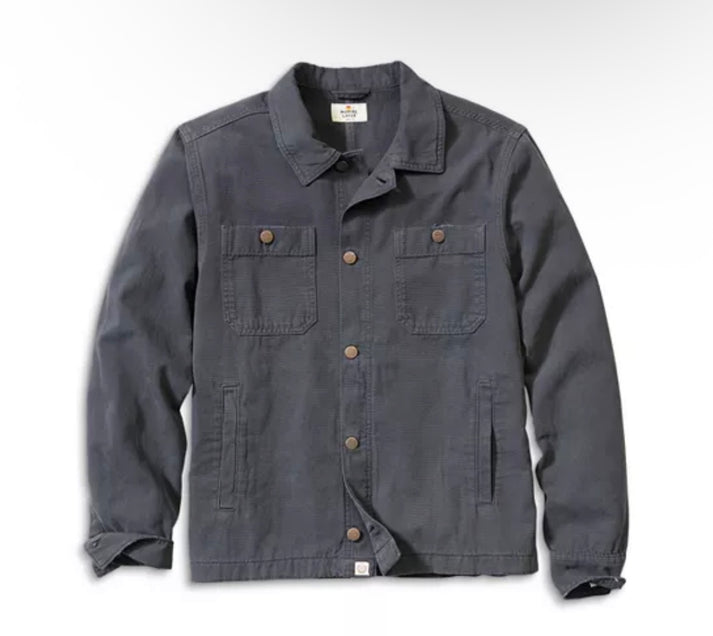 MARINE LAYER PATRICK CANVAS OVERSHIRT IN FADED BLACK