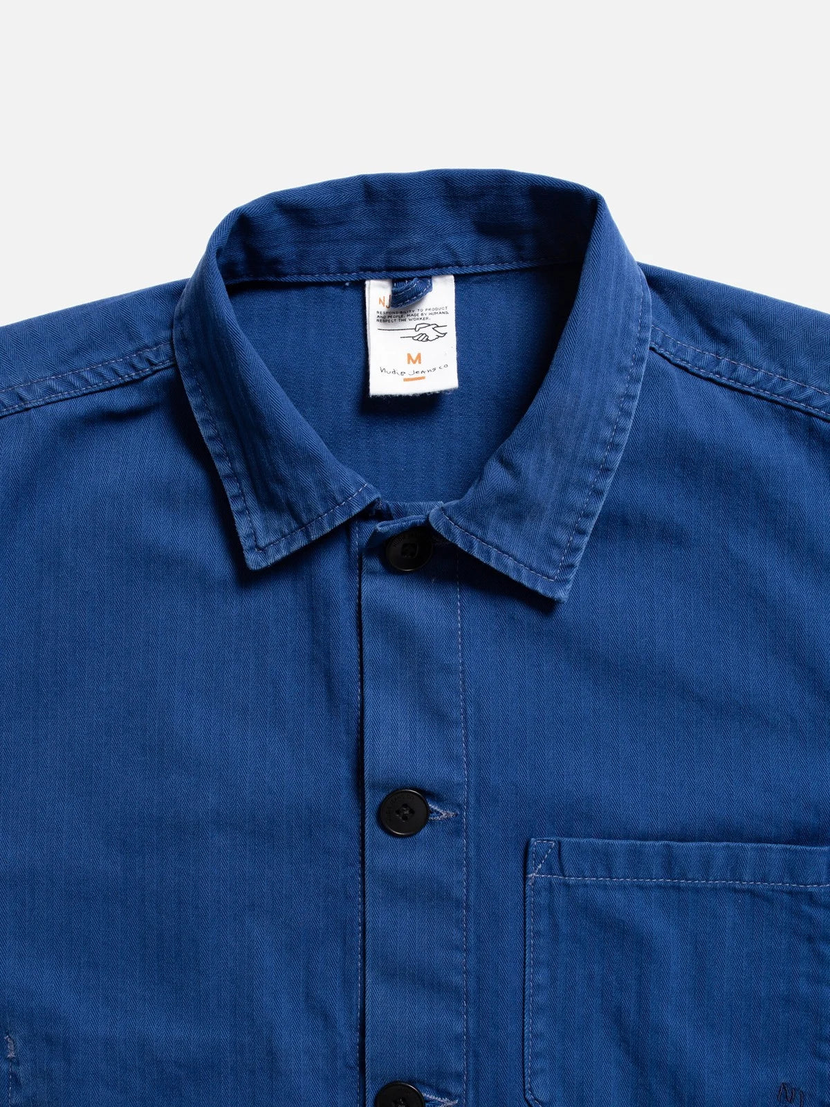 NUDIE JEANS BUDDY HERRINGBONE CHORE JACKET IN BLUE in BLUE — view 2