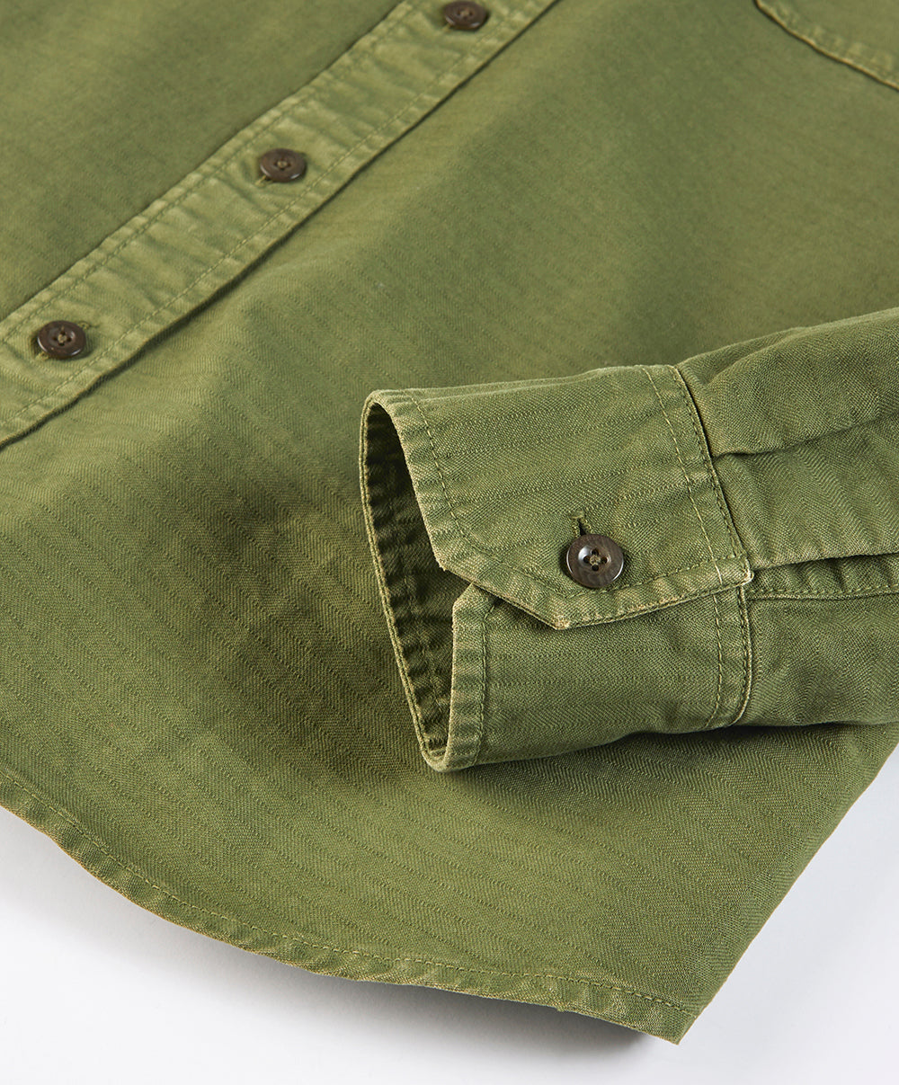 OUTERKNOWN THE UTILITARIAN SHIRT IN OLIVE DRAB