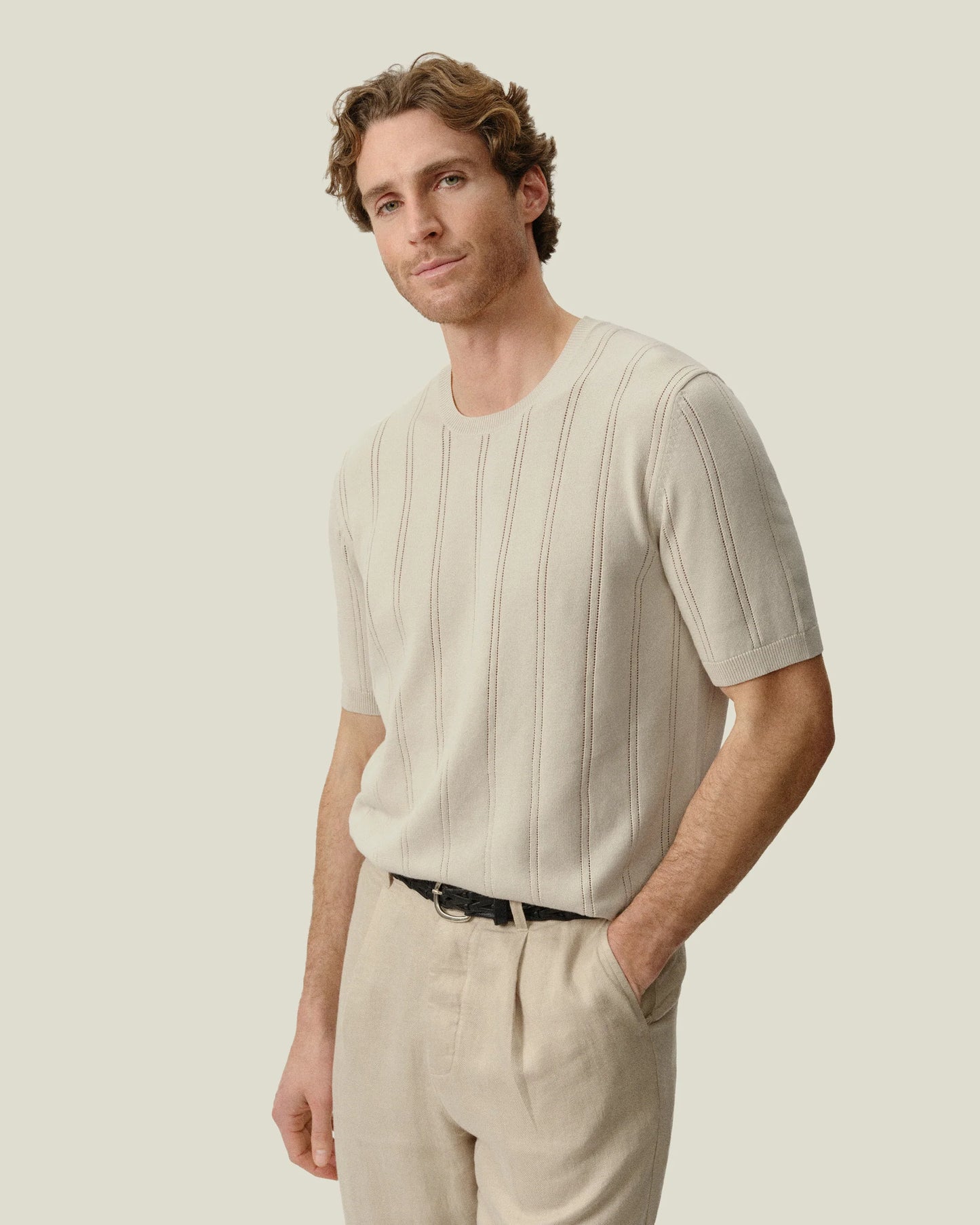 ALEX CRANE LOLO DROP NEEDLE SWEATER SHIRT IN SHELL
