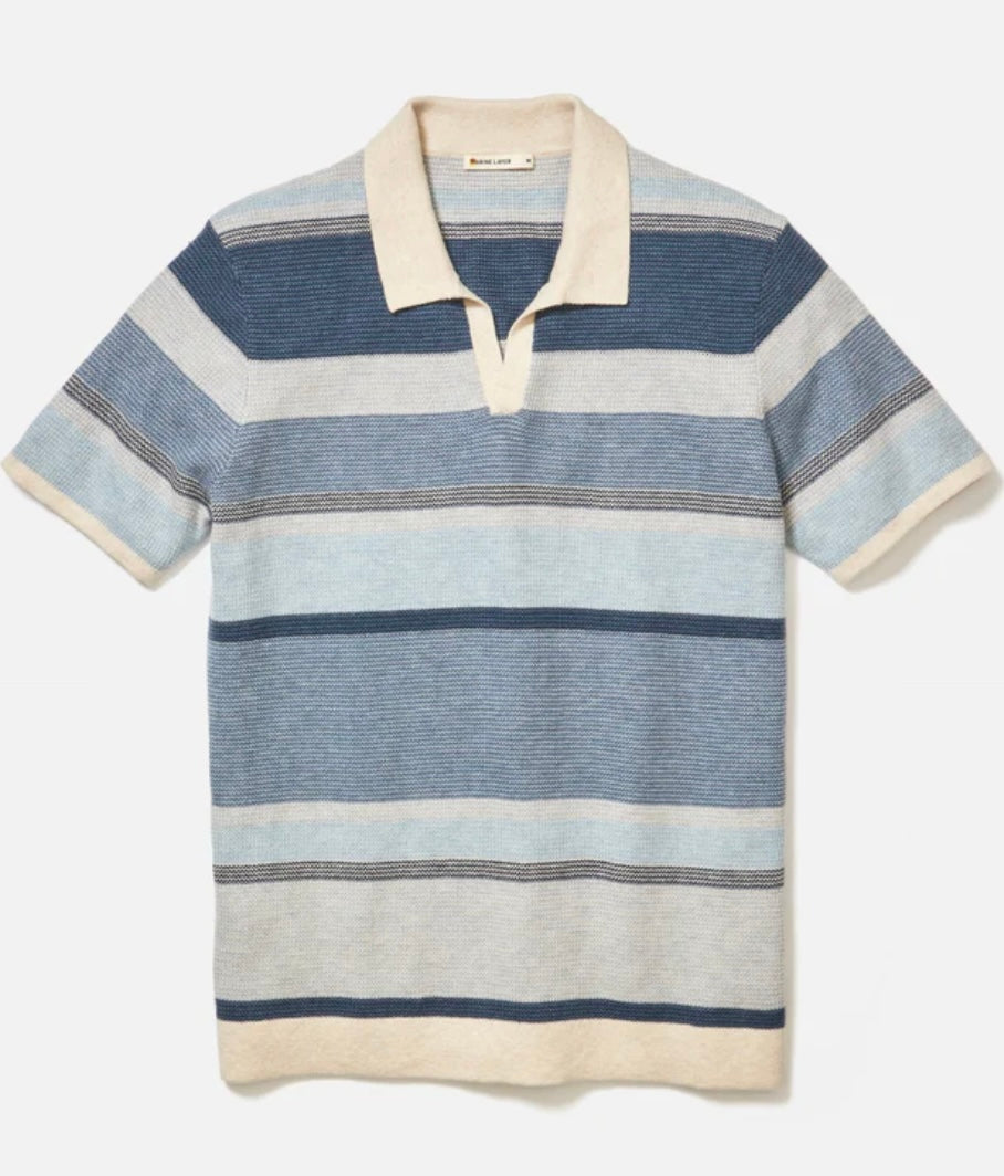 MARINE LAYER LIAM SWEATER POLO IN BLUE MULTI in BLUE MULTI — main product view