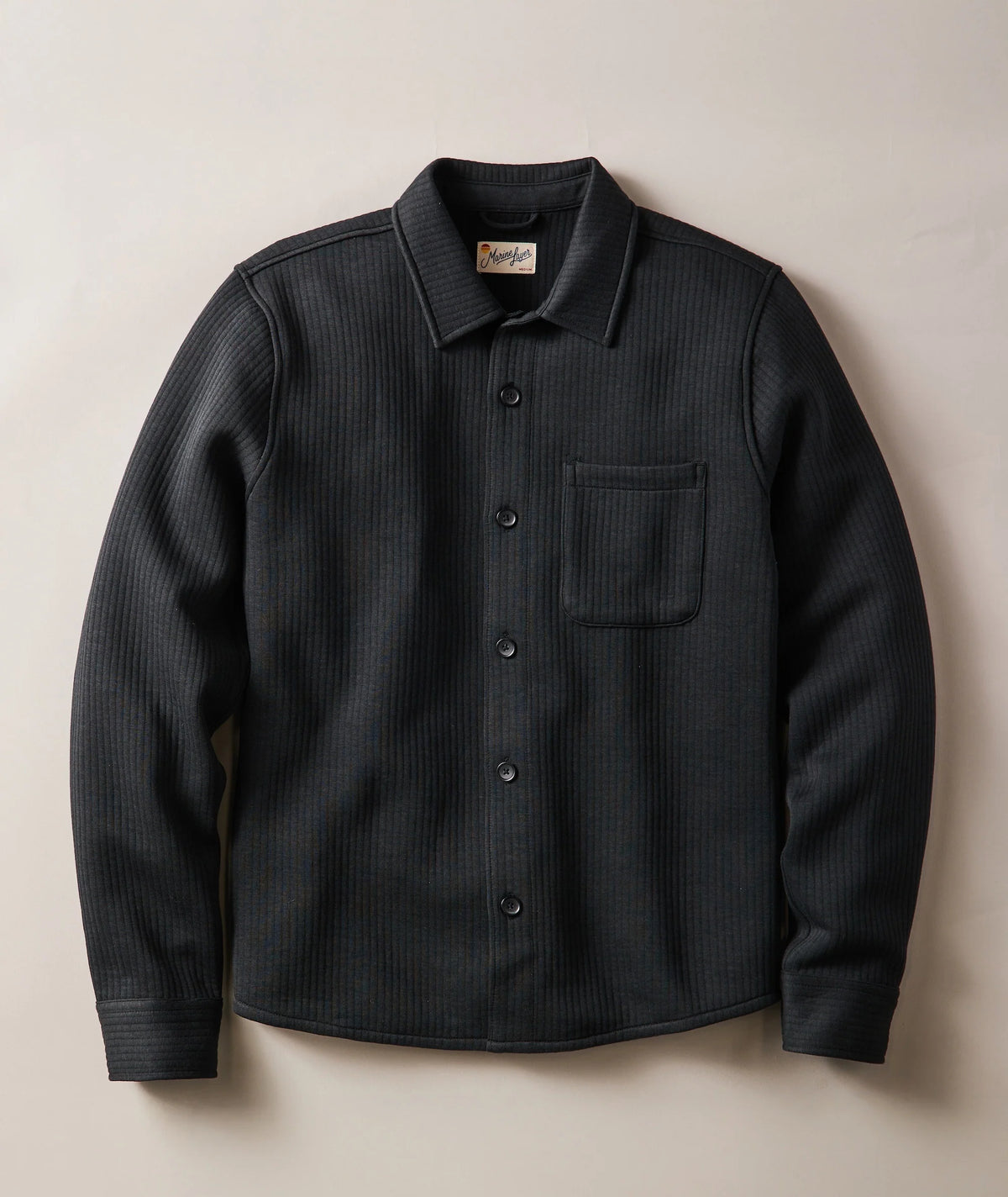 MARINE LAYER CORBET QUILTED OVERSHIRT IN CHARCOAL