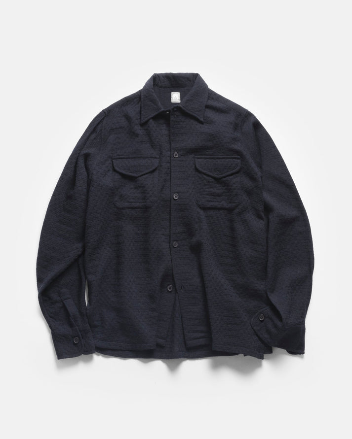 18 EAST WES STRAIGHT HEM WORK SHIRT IN MIDNIGHT NAVY