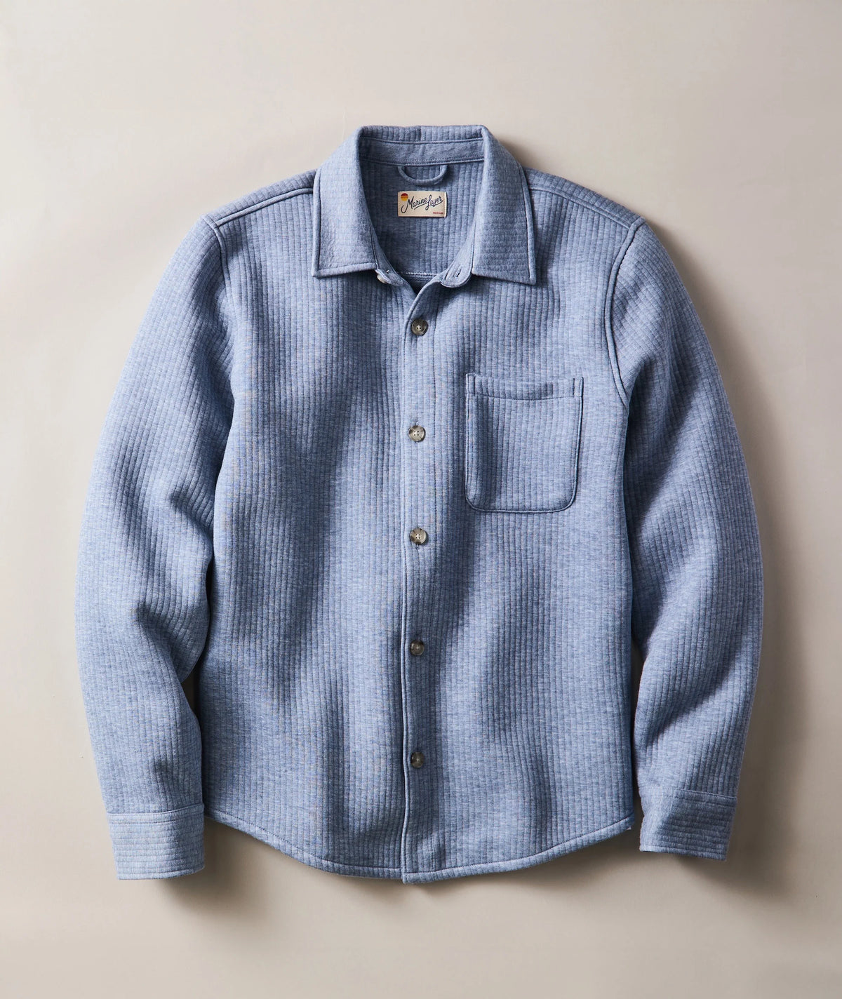 MARINE LAYER CORBET QUILTED OVERSHIRT IN NORDIC BLUE