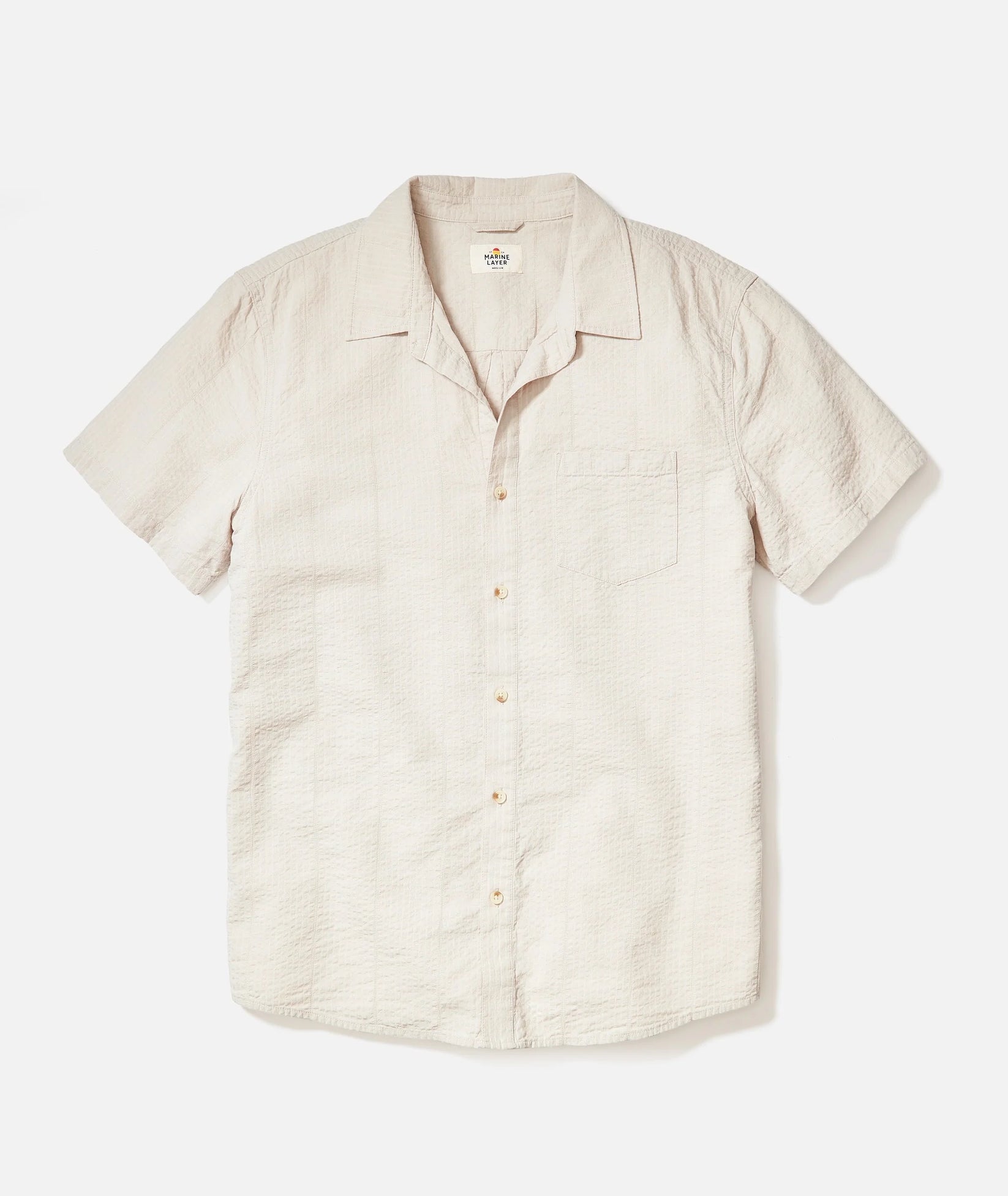 MARINE LAYER SEERSUCKER CLASSIC SHIRT IN PARCHMENT in PARCHMENT — main product view