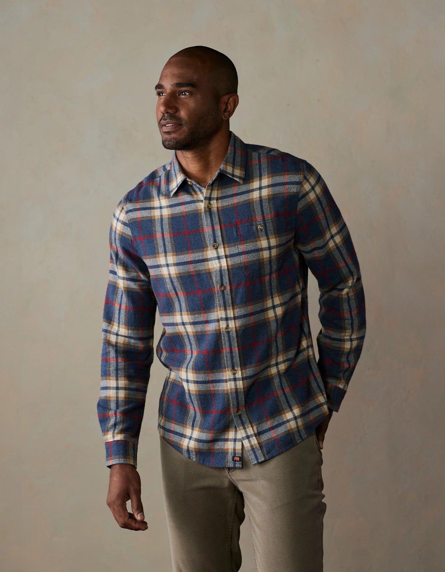 THE NORMAL BRAND HUDSON DOUBLE BRUSHED FLANNEL SHIRT IN EVENTIDE PLAID in EVENTIDE PLAID — view 2