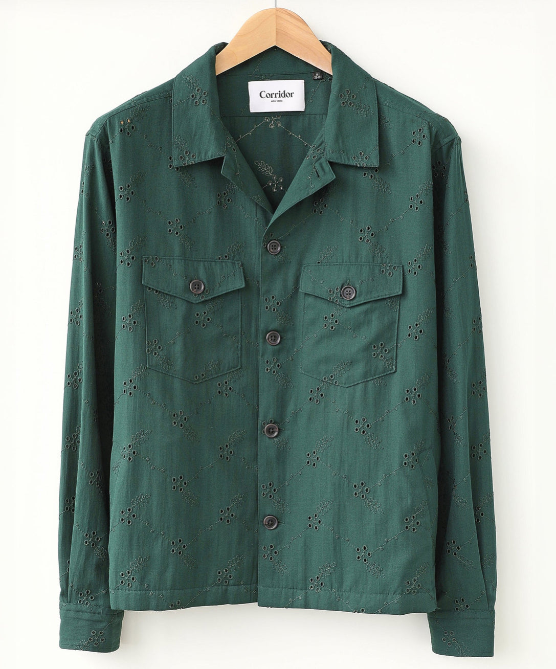 CORRIDOR FLORAL EYELET JACKET IN FOREST in FOREST — main product view
