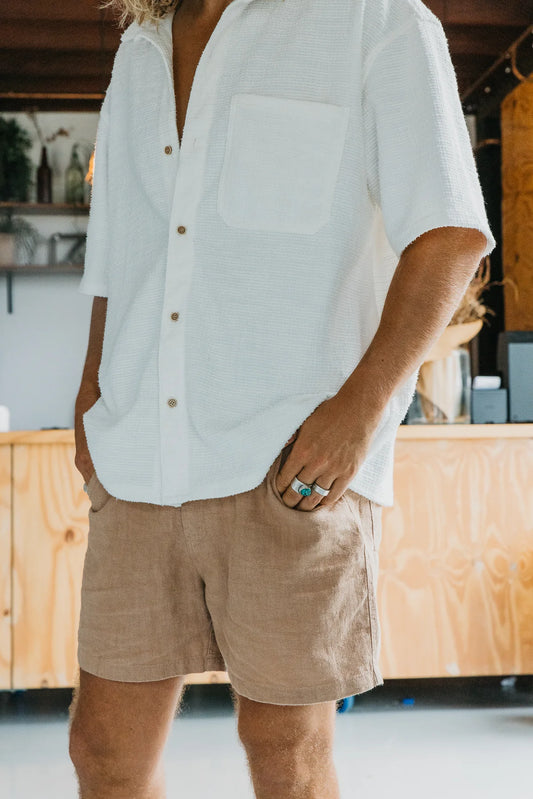 OTTWAY THE LABEL TEXTURED SHORT SLEEVE SHIRT IN WHITE