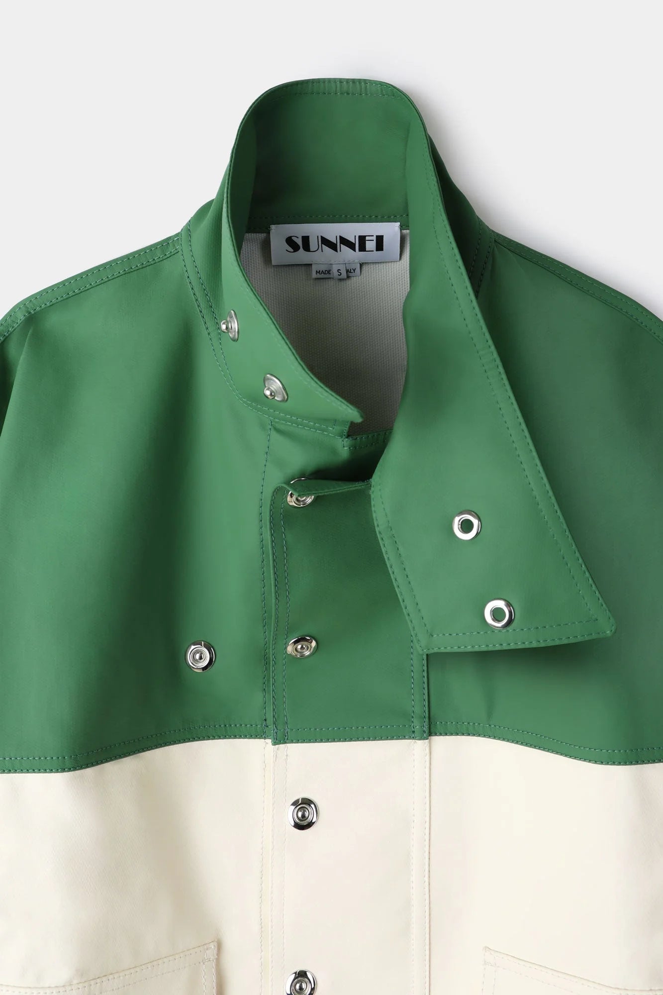SUNNEI SHORT PINO JACKET IN CREAM AND GREEN in CREAM AND GREEN — view 2