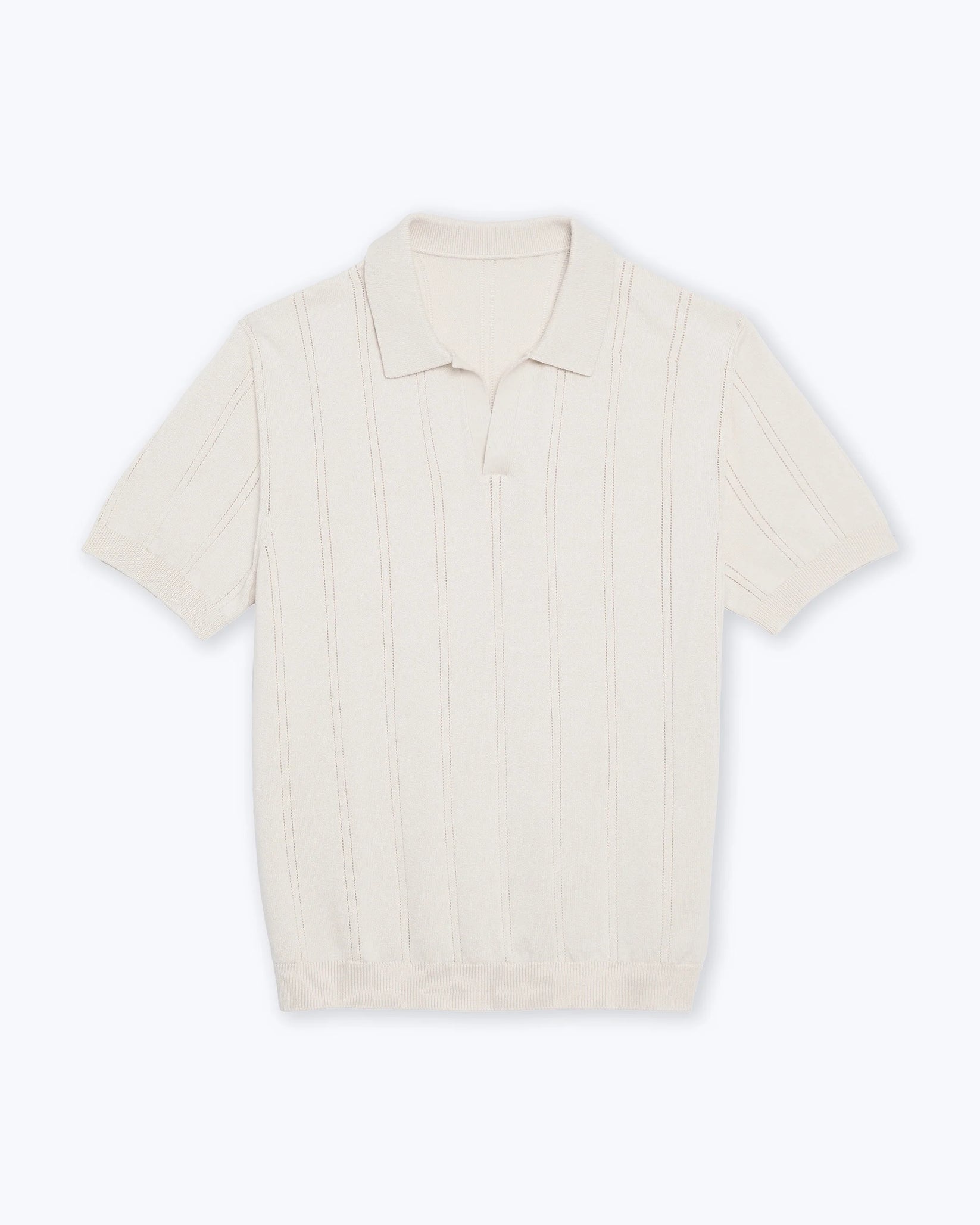 ALEX CRANE LOLO DROP NEEDLE SWEATER POLO IN SHELL in SHELL — view 3